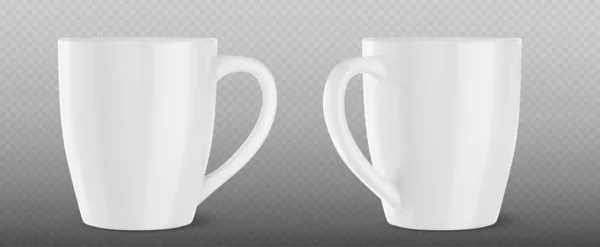 Beyaz Kupa Şablon Tasarımı Çay Porselen Bardak Vektör Maketi Yansımalı — Stok Vektör