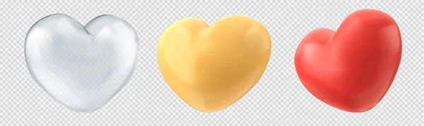 Ρεαλιστικό Σύνολο Μπαλόνια Σχήμα Καρδιάς Που Απομονώνονται Διαφανές Φόντο Διάνυσμα — Διανυσματικό Αρχείο