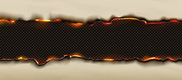 Verbrand Papier Randen Effect Met Vuur Zwarte Randen Met Textuur — Stockvector