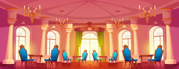 Salle Banquet Dessin Animé Design Intérieur Illustration Vectorielle Une Grande — Image vectorielle