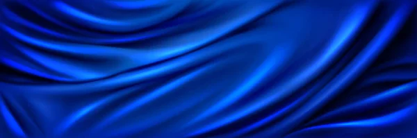 Blauwe Draperieën Zijde Stof Luxe Achtergrond Nawy Abstracte Satijnen Doek — Stockvector