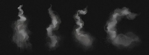 Átlátszó Háttérrel Elszigetelt Reális Füstnyom Levegőben Vektor Illusztráció Hamufelhők Kis — Stock Vector