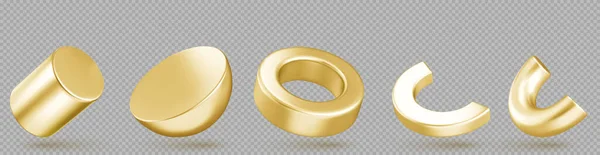 Geïsoleerd Abstract Geometrisch Goud Vorm Vector Object Realistische Gouden Cilinder — Stockvector