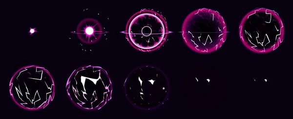 Magic Elektromos Villám Labda Animáció Sprite Játék Vektor Design Rózsaszín — Stock Vector