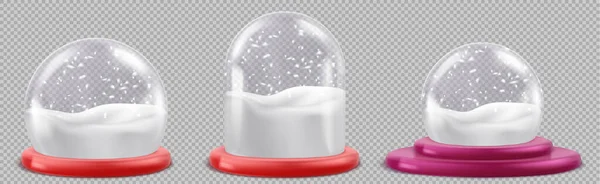 Реалістичний Набір Сніжинок Ізольований Прозорому Фоні Векторні Ілюстрації Скляних Кульок — стоковий вектор