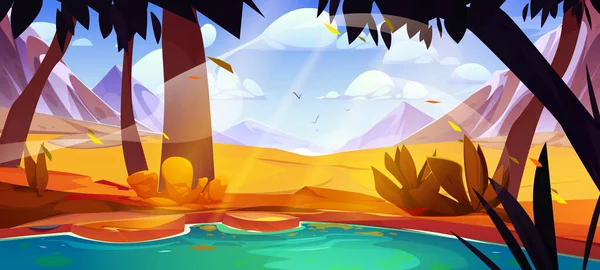 Осіння Гора Озерно Оранжевим Пейзажним Фоном Вода Річці Поблизу Лугу — стоковий вектор
