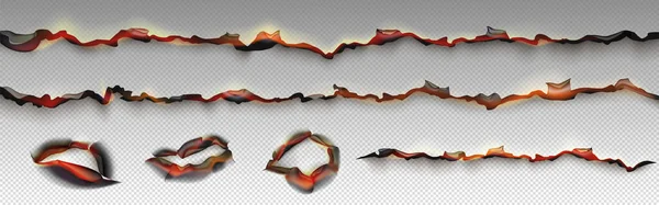 Fire Burnt Paper Edges Frames Burn Effect Yellow Flame Black — Stock Vector