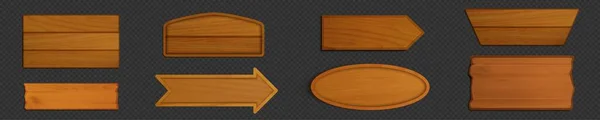 Holzschilder Tafeln Und Banner Verschiedenen Formen Pfeilschild Aus Holzplanke Alte — Stockvektor