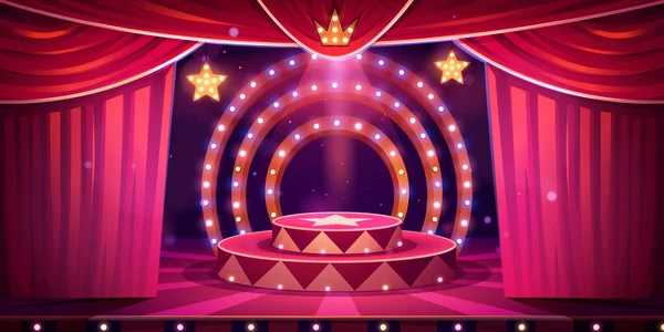 Scène Dessin Animé Cirque Avec Fond Vectoriel Annulaire Tente Carnaval — Image vectorielle