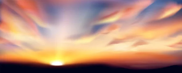 Realista Abstracto Atardecer Crepúsculo Cielo Atardecer Con Nube Mañana Amanecer — Vector de stock