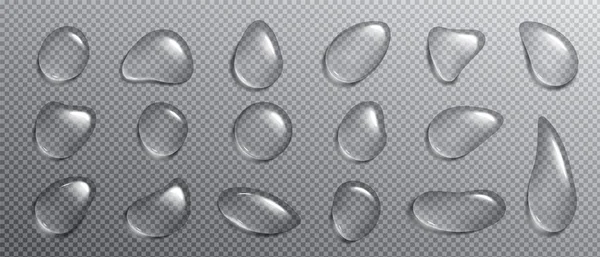 Larmes Réalistes Eau Condensation Gouttelette Vectorielle Isolée Sur Fond Transparent — Image vectorielle