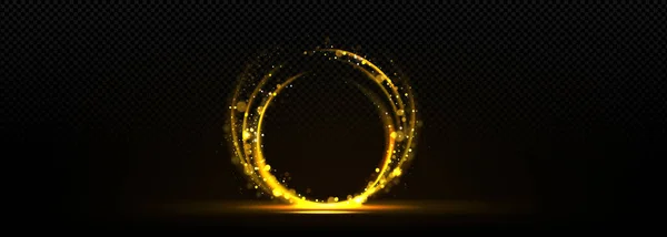 Cirkel Guld Ljus Glöd Med Bokeh Effekt Och Gnistor Abstrakt — Stock vektor