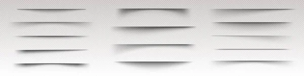 Schaduwbox Papier Lijn Vector Pagina Frame Divider Set Geïsoleerde Realistische — Stockvector