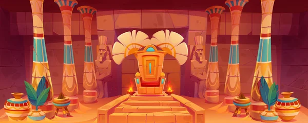 Salle Trône Antique Dans Palais Égyptien Illustration Vectorielle Chaise Pharaon — Image vectorielle