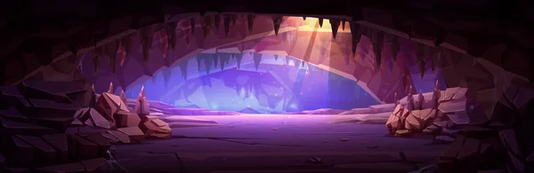Desenhos Animados Caverna Interior Iluminado Com Luz Solar Teto Ilustração —  Vetores de Stock
