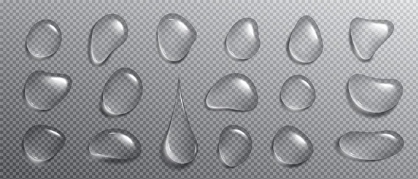 Realistiska Kondensvatten Tårar Isolerad Vektor Droppe Transparent Bakgrund Klar Glasdroppe — Stock vektor