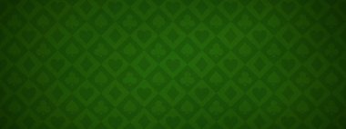 Yeşil kumarhane poker masası dokusu oyun vektör arkaplanı. Vegas 21 kadife kumaş çizimi. Panoramik çapraz kumar çevrimiçi uygulama için maça desenli materyal tasarımı