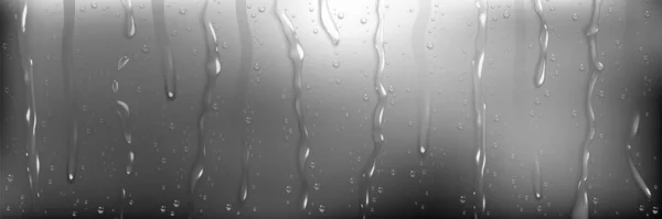 Esővíz Ablaküvegen Nedves Üveg Textúra Cseppekkel Tiszta Aqua Áramlásokkal Zuhanyból — Stock Vector