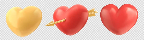 Oro Rojo Icono Globo Corazón Con Flecha Vector Aislado Sobre — Vector de stock