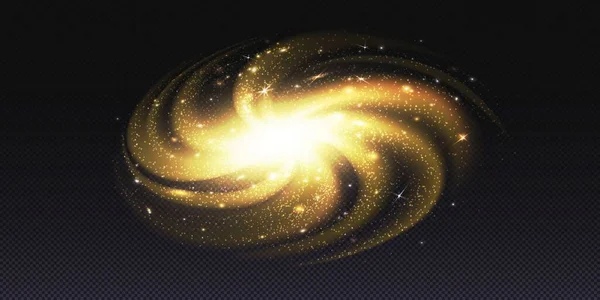 星雲透明ベクトル銀河の背景 銀河系における渦巻銀河系の抽象的な宇宙光 黒の穴と輝きの謎の紫のねじれと現実的なアンドロメダの輝き — ストックベクタ
