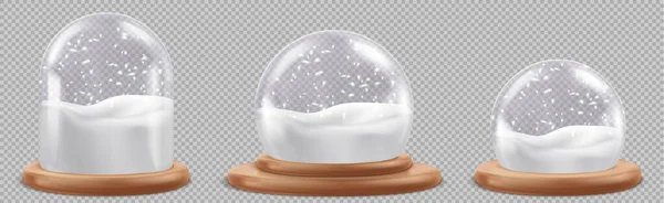 圣诞节3D青铜玻璃雪球圆顶矢量 在透明的背景下 现实的金雪球为新年插画 光滑的极小圆气泡模型模板设计 — 图库矢量图片