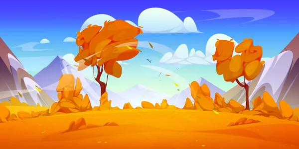 Осенняя Иллюстрация Ландшафта Горной Долины Красивые Дикие Осенние Пейзажи Природы — стоковый вектор