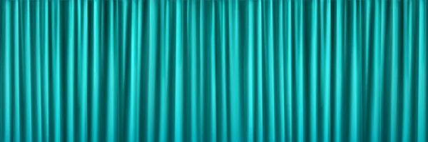 Fond Rideau Turquoise Réaliste Illustration Vectorielle Texture Tissu Soie Avec — Image vectorielle