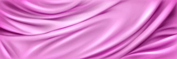 现实的抽象粉红丝质背景 具有光滑拉面的缎子织物纹理的矢量图解 波纹柔软的床上用品 奢华的床单顶视图 优雅的纺织品 — 图库矢量图片