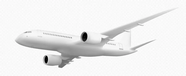 White Plane Flight Isolerad Vektor Resa Ikon Png Realistisk Återgivning — Stock vektor