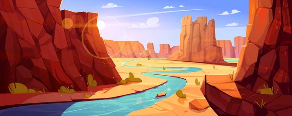Grand Canyon Rivière Dans Parc National Arizona Illustration Paysage Vectoriel — Image vectorielle