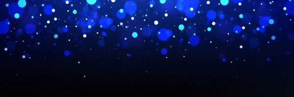 Blauw Bokeh Lichteffect Met Glinsterende Glans Transparante Achtergrond Abstract Cirkel — Stockvector