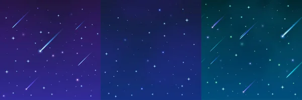Αστέρι Και Πτώση Κομήτη Στο Νυχτερινό Ουρανό Διάνυσμα Φόντο Μετεωρολογικό — Διανυσματικό Αρχείο