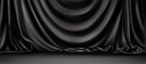 Hintergrund Mit Schwarzen Vorhängen Auf Der Bühne Luxuriöse Seidenstoff Vorhänge — Stockvektor