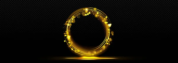 Zlatý Kruh Bokeh Třpytivým Světlem Černém Pozadí Abstraktní Zlatý Prsten — Stockový vektor