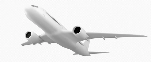 透明背景に隔離された現実的な3D平面 貨物輸送 国際郵便配達のための白い航空機のモックアップのベクトルイラスト 休暇中の旅行のための輸送 — ストックベクタ