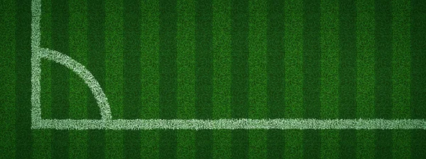 Vista Superior Canto Campo Futebol Realista Ilustração Vetorial Linhas Brancas — Vetor de Stock
