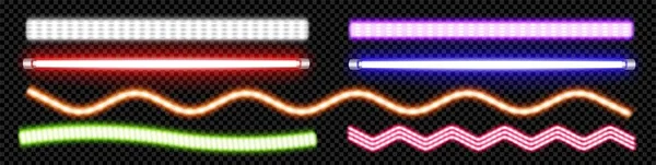 Led Neonové Trubice Lampa Vektor Záře Linka Strana Vlna Pruh — Stockový vektor