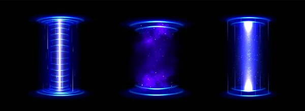 Portal Jogo Holograma Círculo Com Efeito Luz Hud Pódio Mágico — Vetor de Stock
