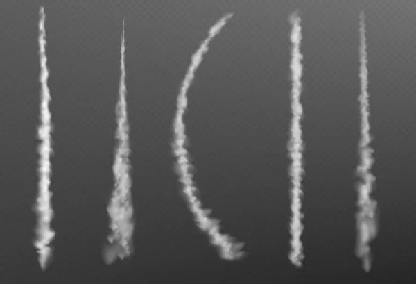 Απλό Φαινόμενο Καπνού Jet Διάνυσμα Λευκή Γραμμή Contrail Διαφανές Φόντο — Διανυσματικό Αρχείο