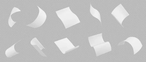 Geïsoleerde Vliegen Wit Papier Blad Vallen Document Pagina Transparante Achtergrond — Stockvector