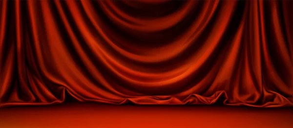 Cenário Pódio Vermelho Com Cortina Seda Elegante Capa Tecido Revelar — Vetor de Stock