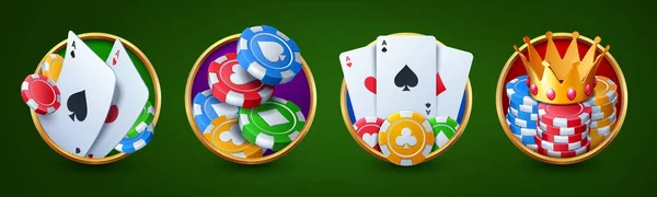 Kumarhane Poker Kartı Rulet Tasarımı Taç Birinci Sınıf Vegas Konsepti — Stok Vektör