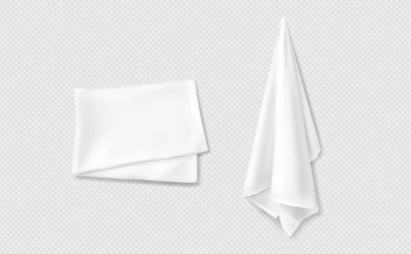 Білий Макет Кухонного Рушника Векторний Дизайн Реалістична Тканина Чиста Складена — стоковий вектор