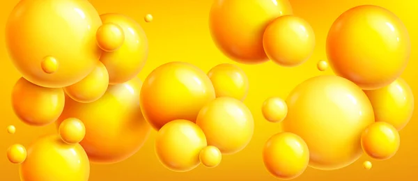 Esfera Amarilla Vector Fondo Bola Abstracta Burbuja Patrón Textura Brillante — Vector de stock