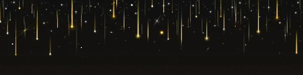 Zlatý Hvězdný Déšť Padá Průhledné Vektorové Pozadí Abstraktní Kometa Nebo — Stockový vektor