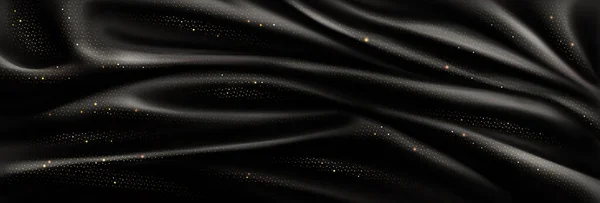 Abstracte Achtergrond Met Luxe Zwarte Zijden Stof Met Gouden Glitter — Stockvector