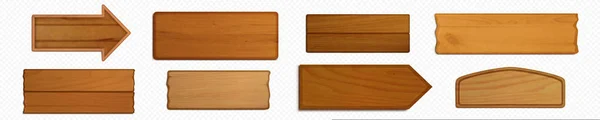 Vector Houten Spel Signboard Textuur Banner Set Hout Materiaal Plank — Stockvector