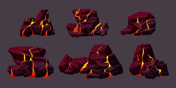 Textura Roca Volcánica Con Lava Grietas Piedras Rotas Rocas Volcánicas — Vector de stock