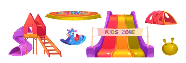 Parque Infantil Parque Jardim Infância Escola Área Jogo Com Brinquedos — Vetor de Stock