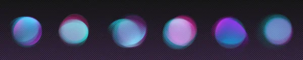 紫色和蓝色矢量中的径向梯度模糊 光环周围闪烁着充满活力的光芒 分离的软网络网点霓虹灯流行元素 全息圆形紫斑斑框技术设计 — 图库矢量图片